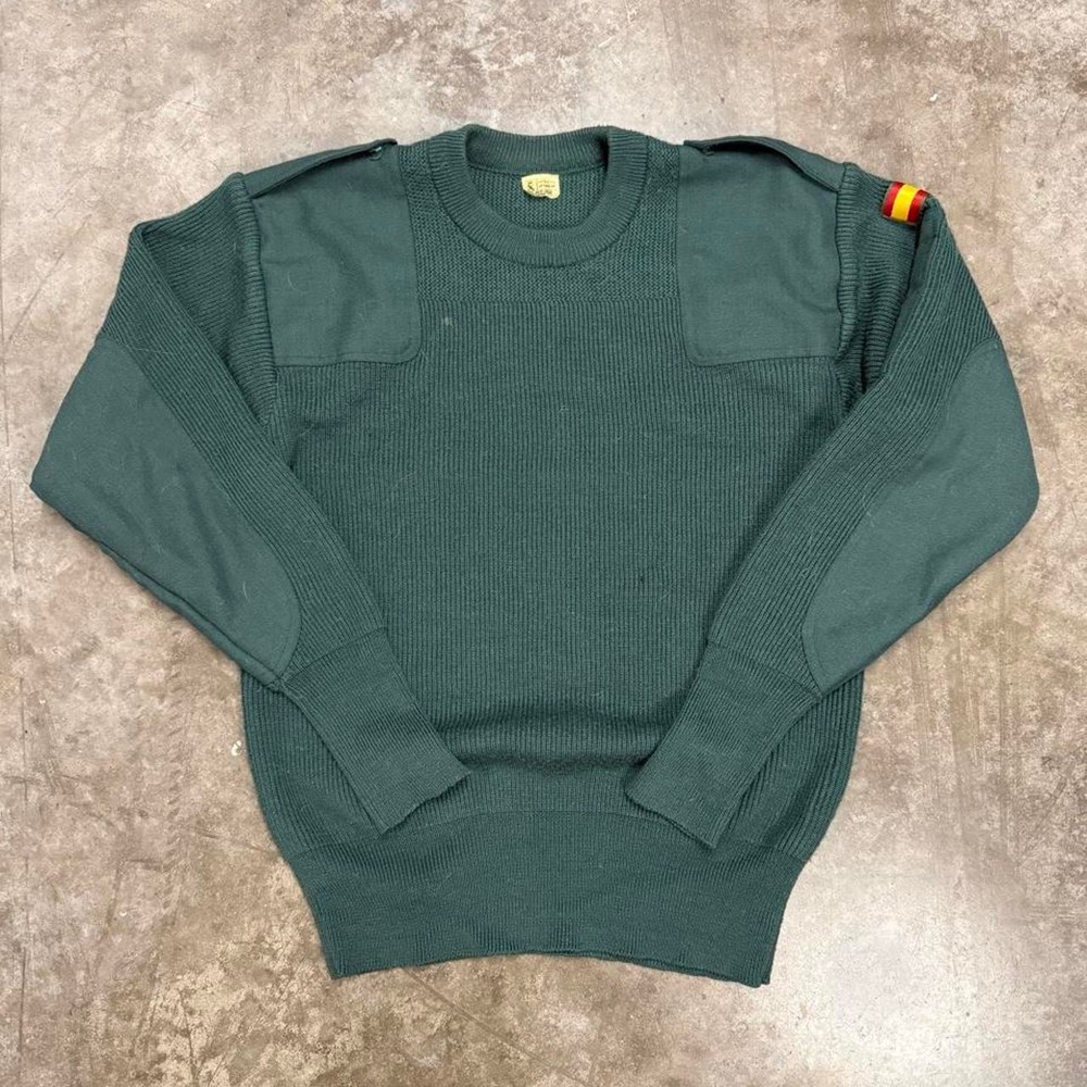 Vintage 80s Spanish Military Green Wool Knit Combat Sweater Mens Size L